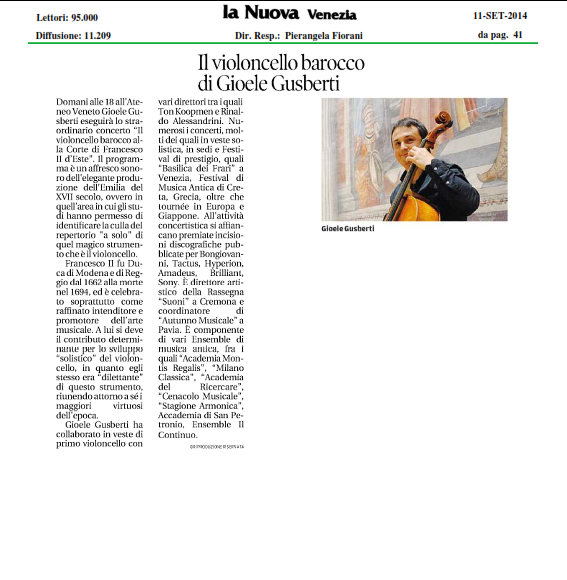 Gioele Gusberti La Nuova Venezia 11 settembre 2014
