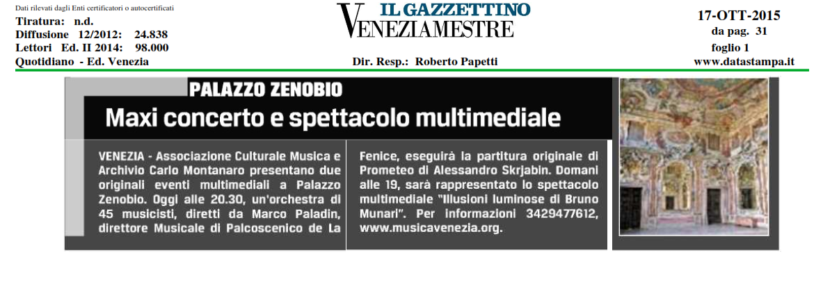 Maxi concerti eventi multimediali Il Gazzettino 19.10.2015